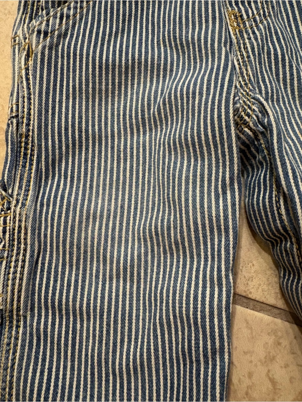 OshKosh B'Gosh railroad stripe overalls size 12 months - Picture 2 of 5